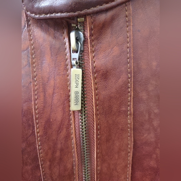 Joseph Barry tobacco brown leather bomber jacket coat size Large - Picture 7 of 14
